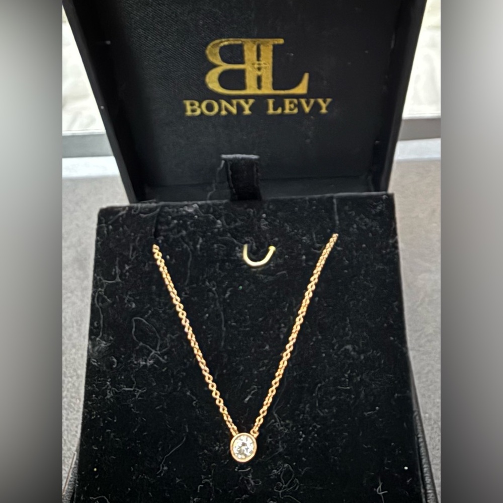 14K Rose Gold Diamond Solitaire Necklace